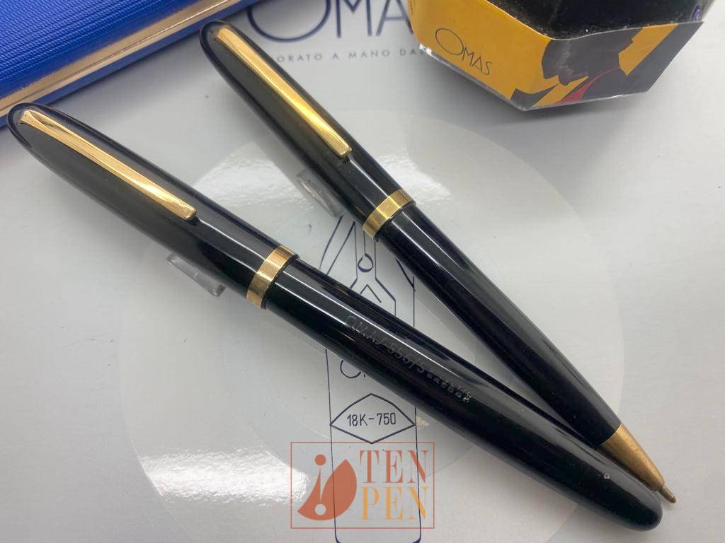 OMAS 556/S BLACK CELLULOID - SET WITH BOX - UNUSED | Tenpen
